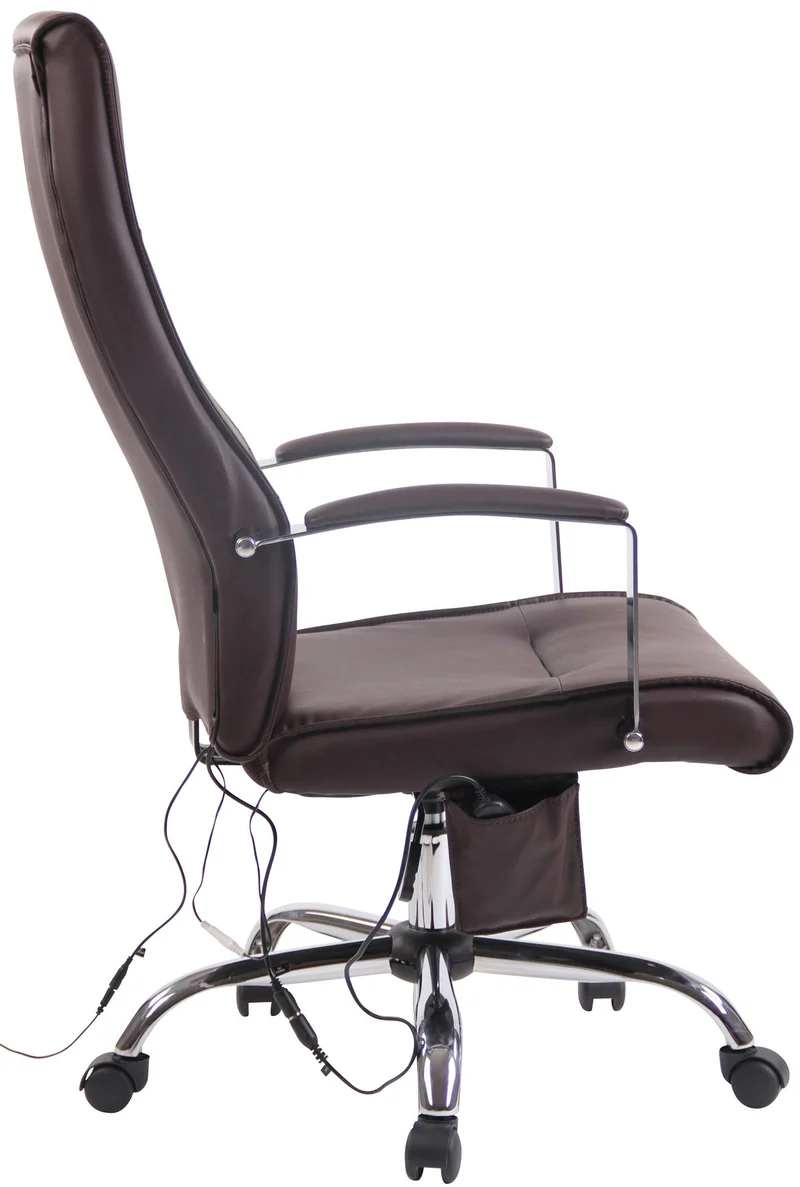 Fauteuil de bureau sur roulettes fonction massage mécanisme de balance en PVC marron 10_0002605