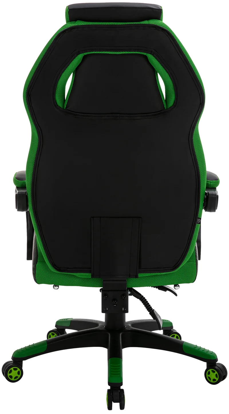 Fauteuil de bureau avec repose-pieds télescopique et accoudoirs en PVC noir / vert 10_0002449