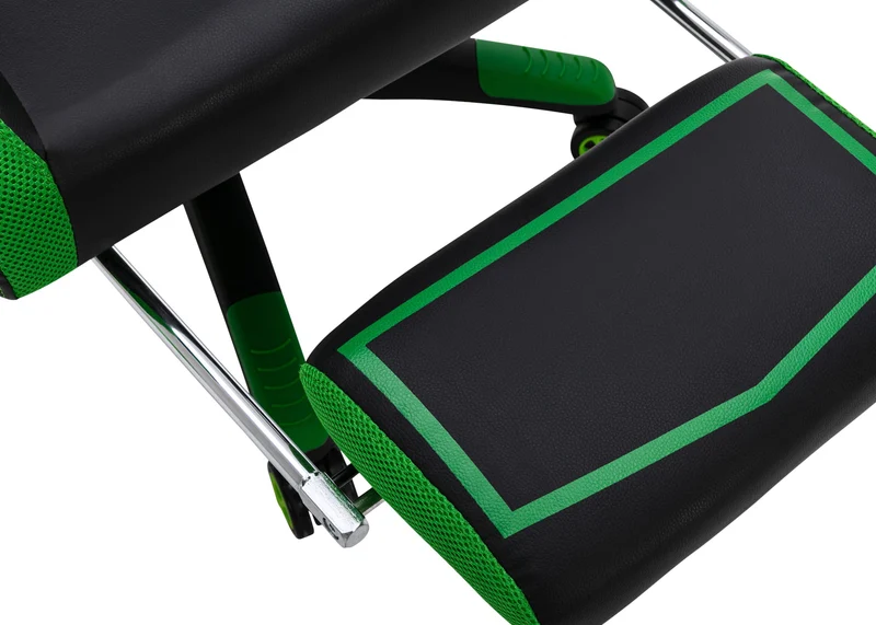 Fauteuil de bureau avec repose-pieds télescopique et accoudoirs en PVC noir / vert 10_0002449