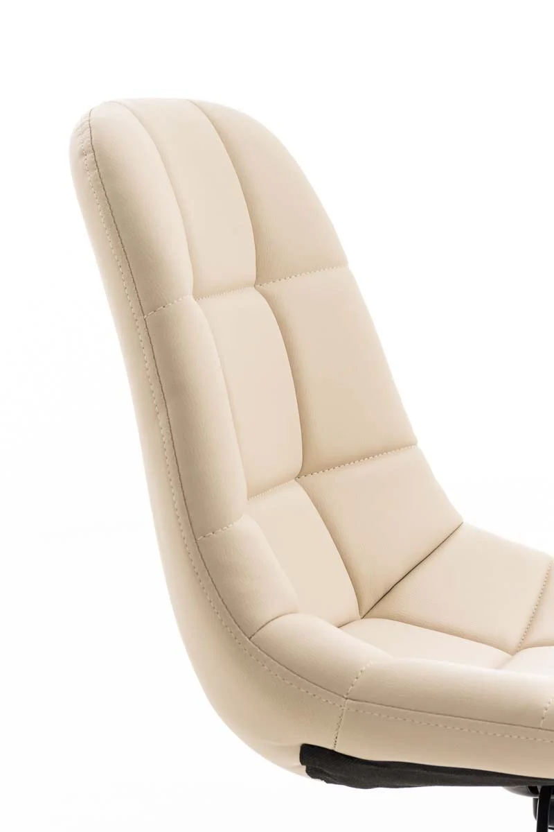Chaise de bureau tabouret sur roulettes hauteur réglable en PVC crème et métal chromé 10_0002489