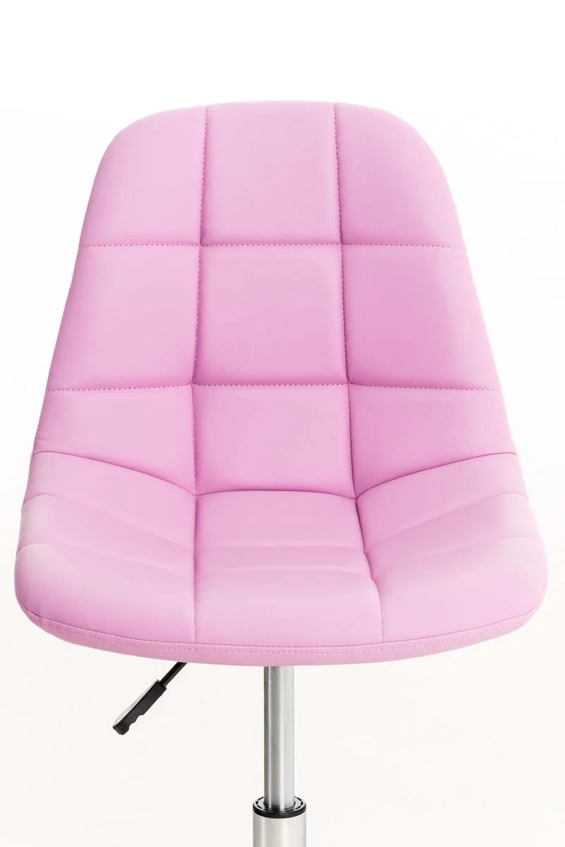 Chaise de bureau tabouret sur roulettes hauteur réglable en PVC rose et métal chromé 10_0002491