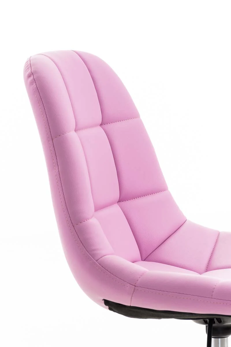 Chaise de bureau tabouret sur roulettes hauteur réglable en PVC rose et métal chromé 10_0002491
