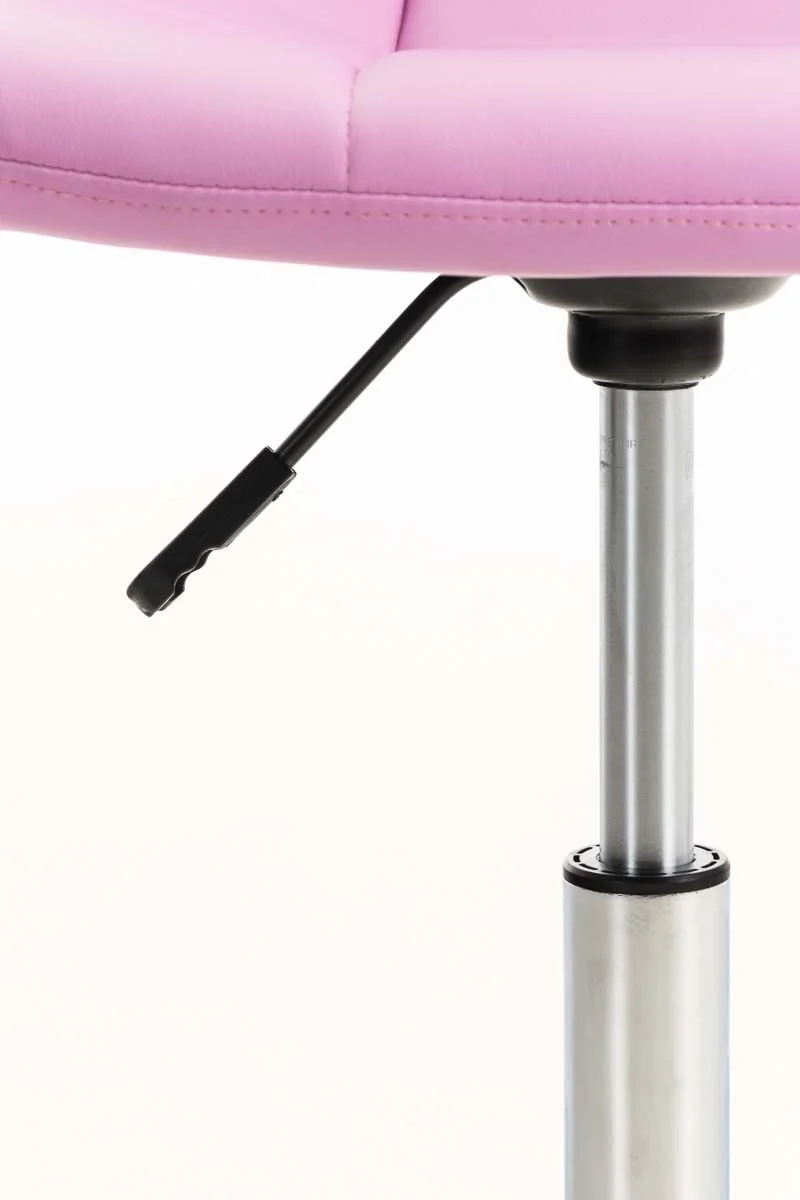 Chaise de bureau tabouret sur roulettes hauteur réglable en PVC rose et métal chromé 10_0002491