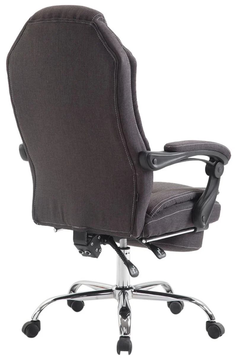 Fauteuil de bureau sur roulettes dossier et repose-pied réglable en tissu gris foncé et métal 10_0002439