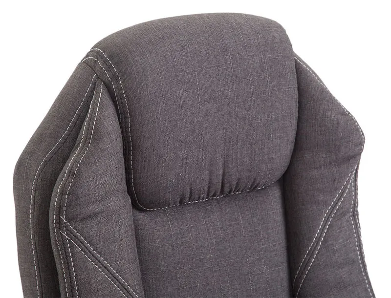 Fauteuil de bureau sur roulettes dossier et repose-pied réglable en tissu gris foncé et métal 10_0002439