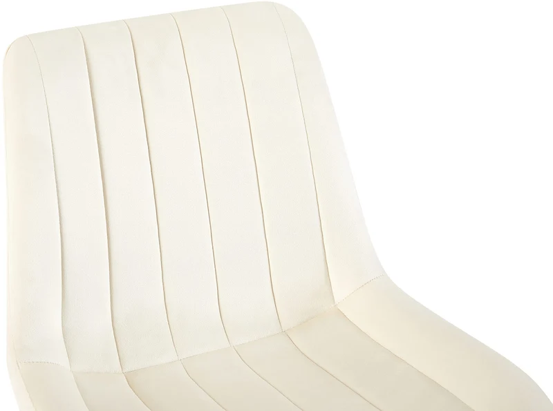 Chaise de salle à manger x1 en velours crème avec coutures verticales piètement en métal noir 10_0002332