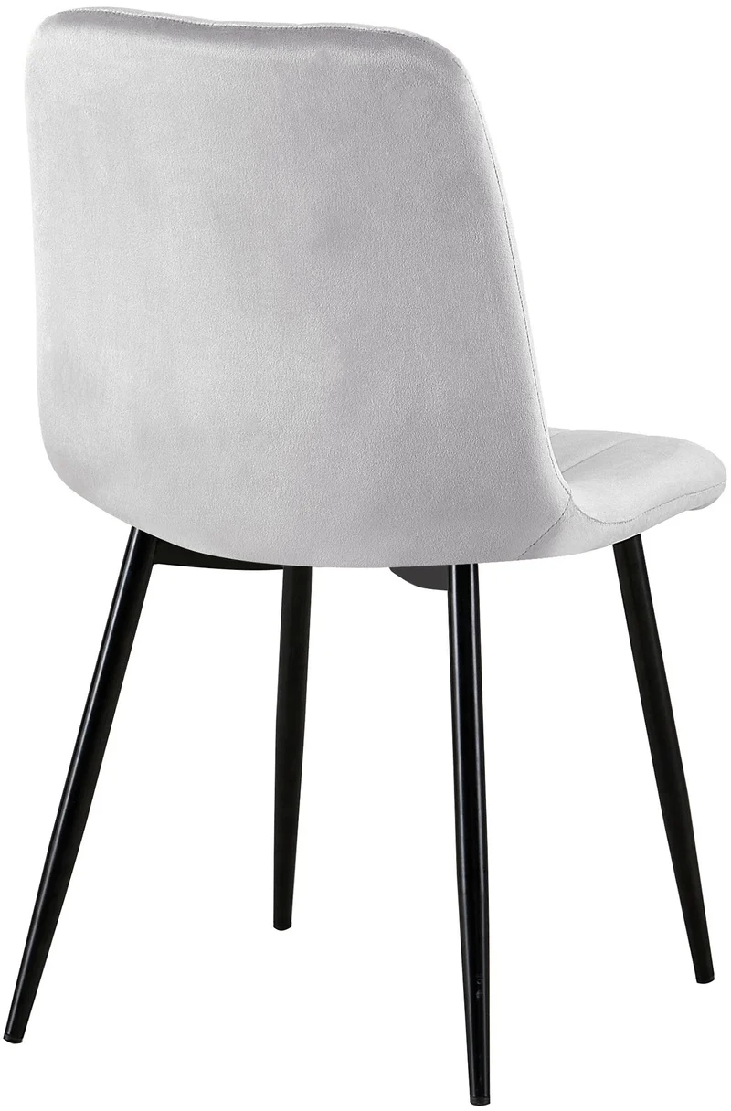 Chaise de salle à manger x1 coutures décoratives verticales assise en tissu velours gris pieds en métal noir 10_0002201