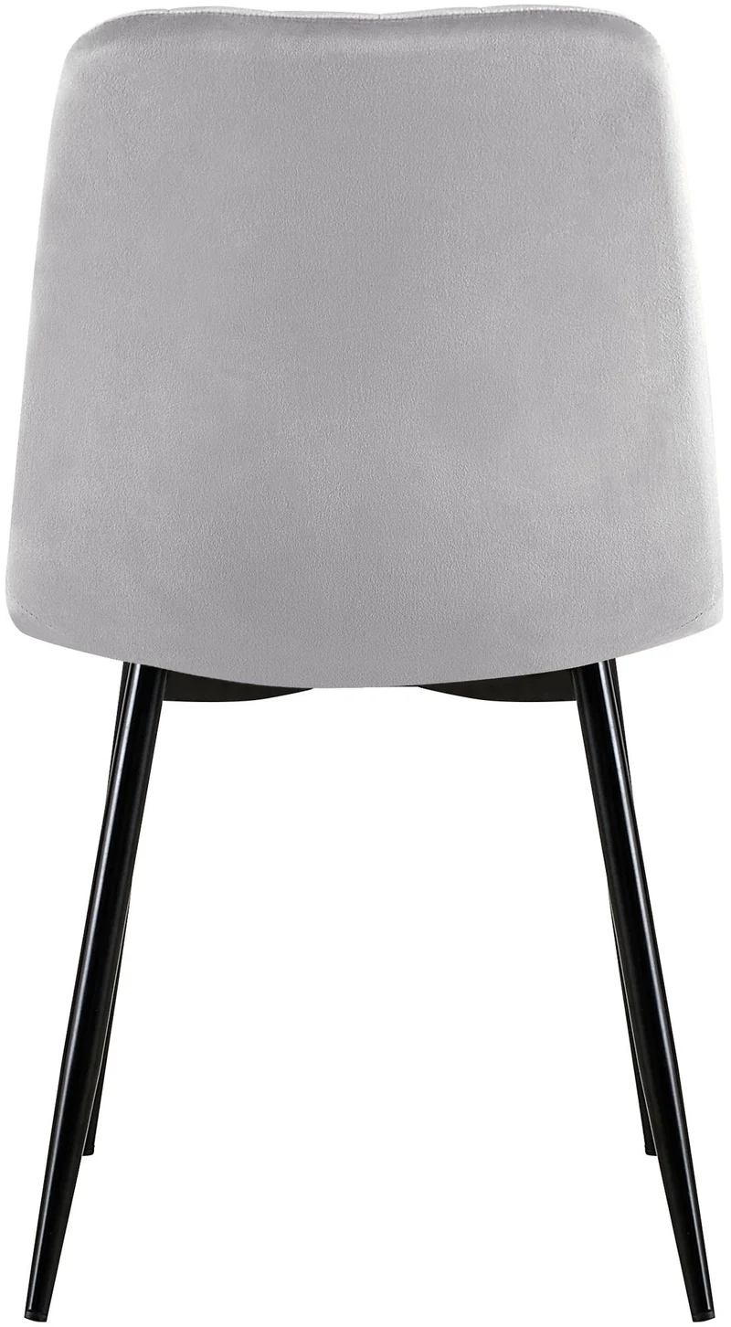 Chaise de salle à manger x1 coutures décoratives verticales assise en tissu velours gris pieds en métal noir 10_0002201