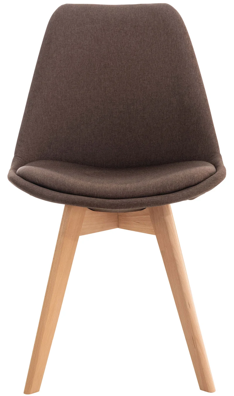 Chaise de salle à manger x1 design scandinave en tissu marron et pieds en bois clair 10_0002289