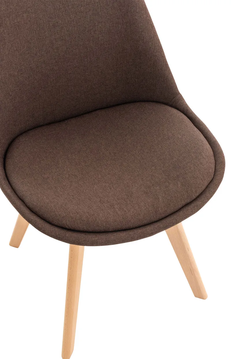 Chaise de salle à manger x1 design scandinave en tissu marron et pieds en bois clair 10_0002289