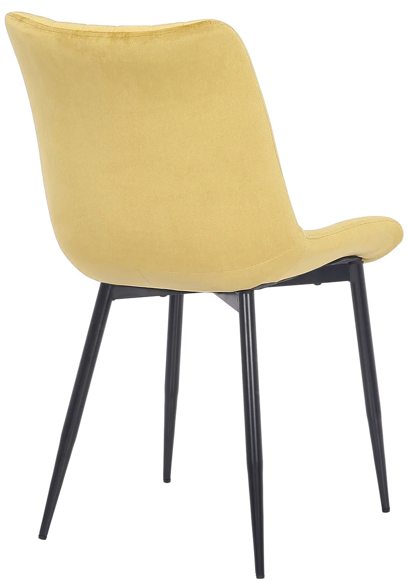 Chaise de salle à manger x1 couture décorative vertical avec pieds en métal noir mat et assise en velours jaune 10_0002331