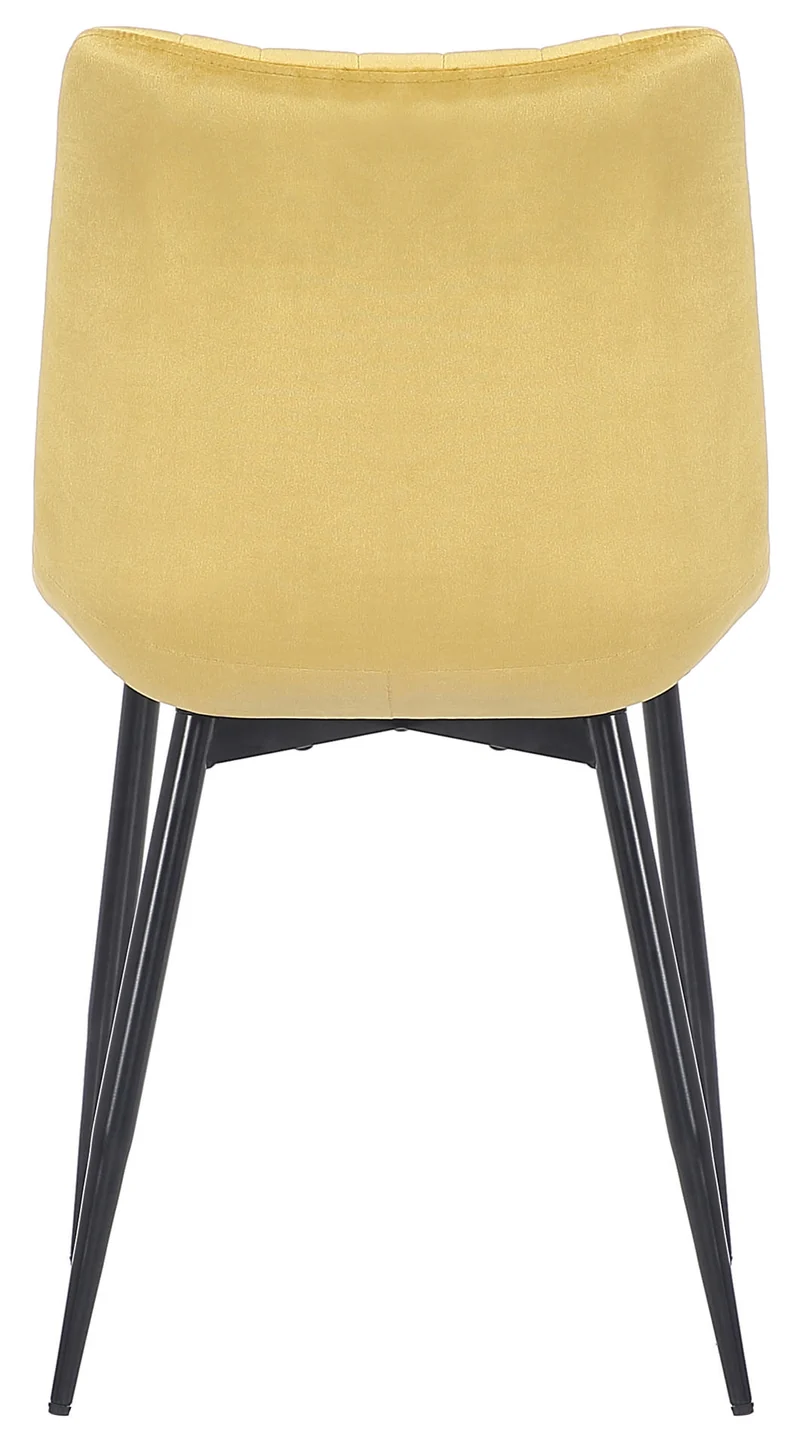 Chaise de salle à manger x1 couture décorative vertical avec pieds en métal noir mat et assise en velours jaune 10_0002331