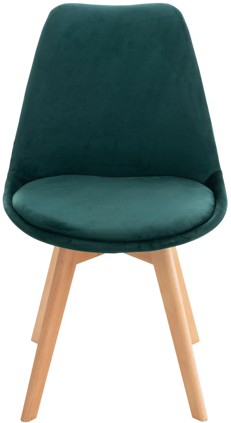 Chaise de salle à manger x1 design scandinave en velours vert et pieds en bois clair 10_0002288