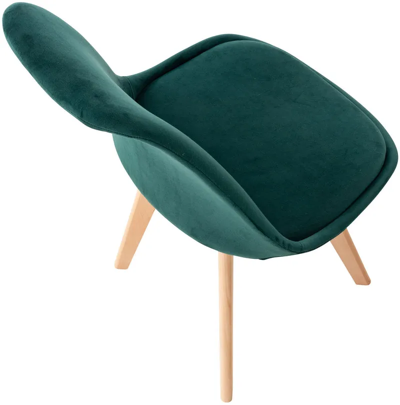 Chaise de salle à manger x1 design scandinave en velours vert et pieds en bois clair 10_0002288