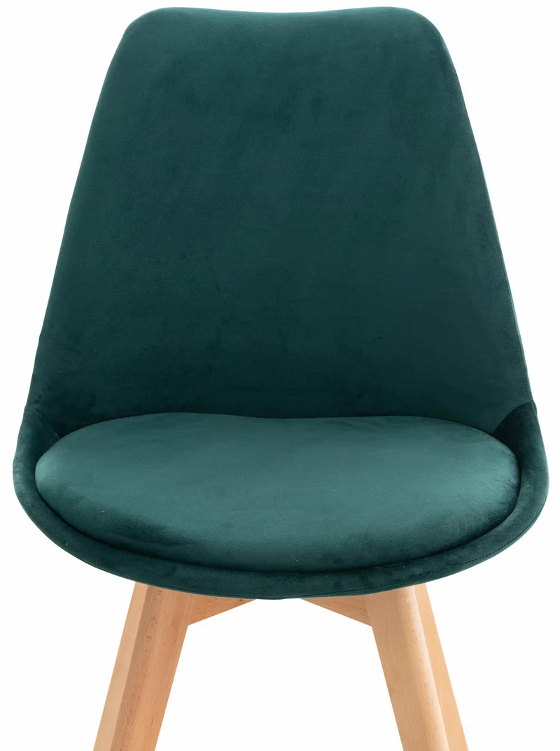 Chaise de salle à manger x1 design scandinave en velours vert et pieds en bois clair 10_0002288