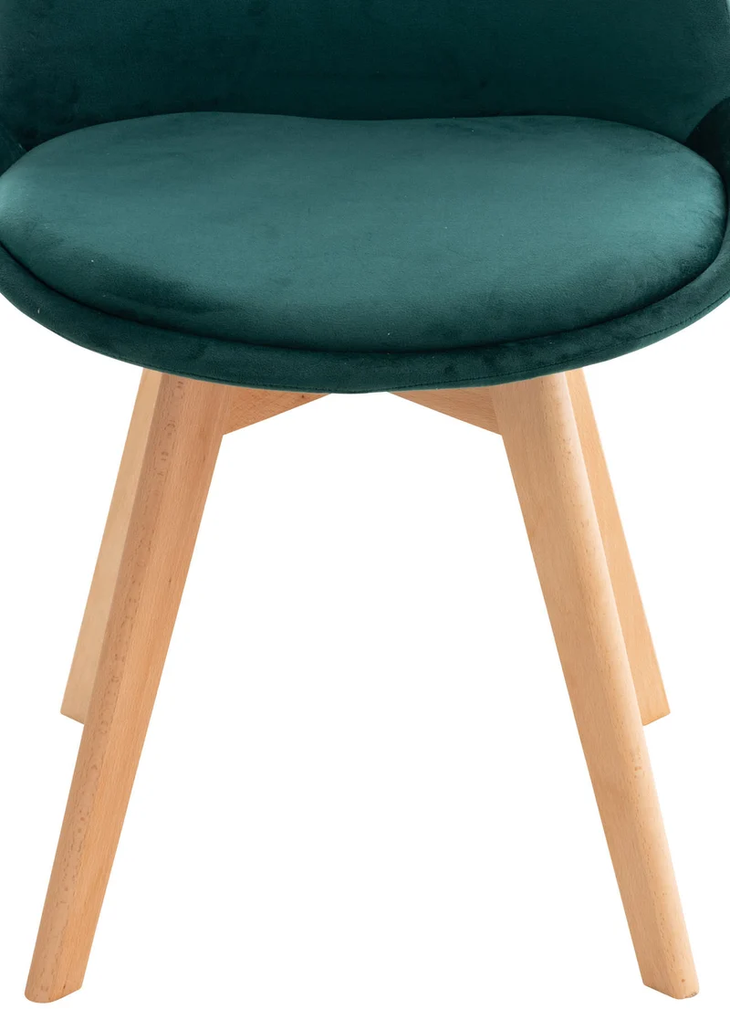 Chaise de salle à manger x1 design scandinave en velours vert et pieds en bois clair 10_0002288