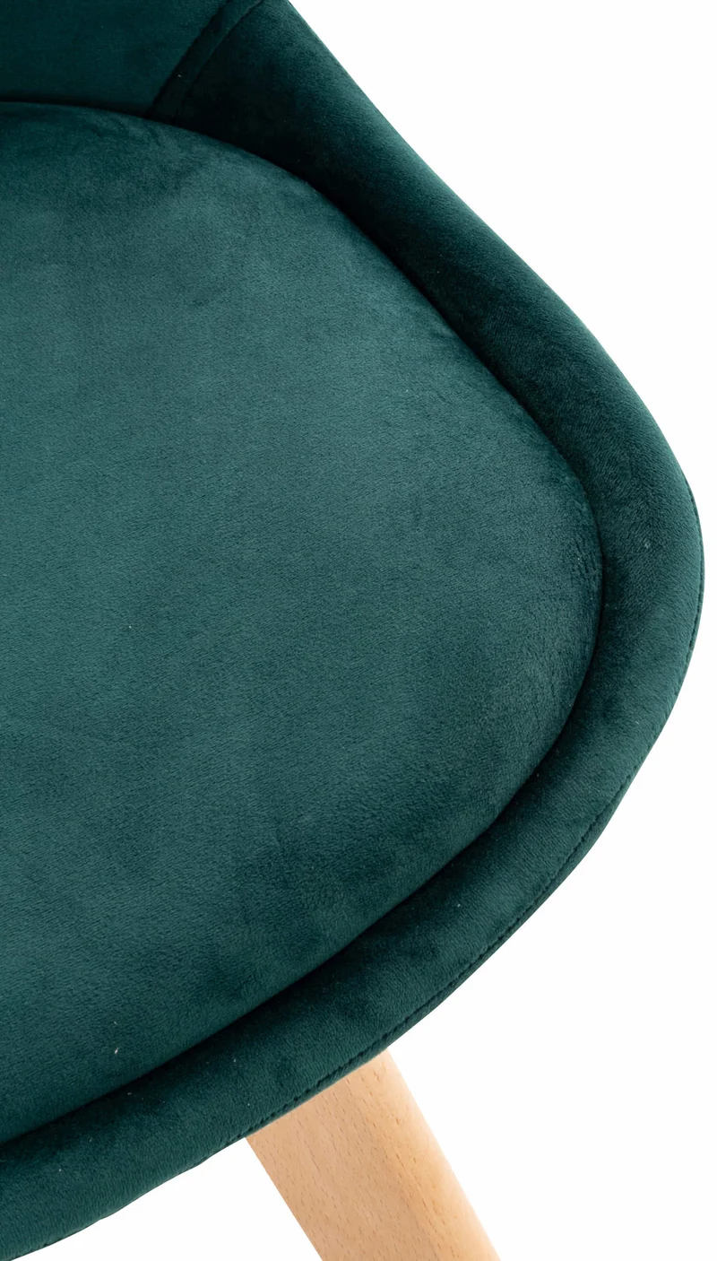Chaise de salle à manger x1 design scandinave en velours vert et pieds en bois clair 10_0002288