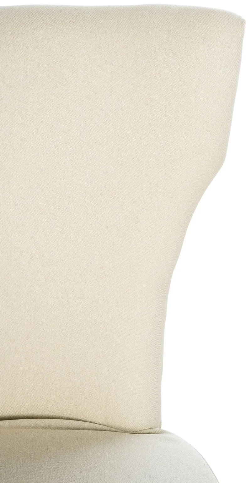 Chaise de salle à manger x1 boutons décoratifs en tissu crème et pieds en bois marron foncé 10_0002171
