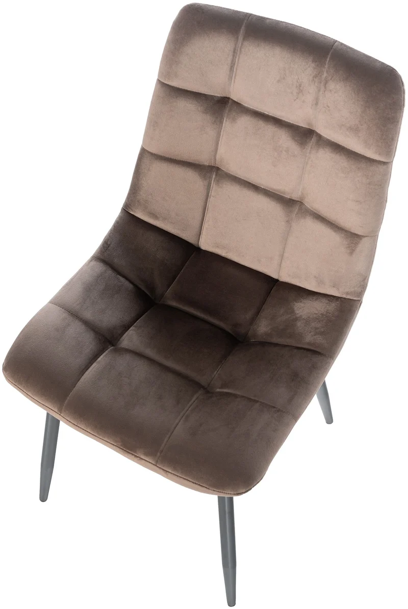 Chaise de salle à manger x1 coutures décoratives carrées en tissu velours marron et métal noir 10_0002130