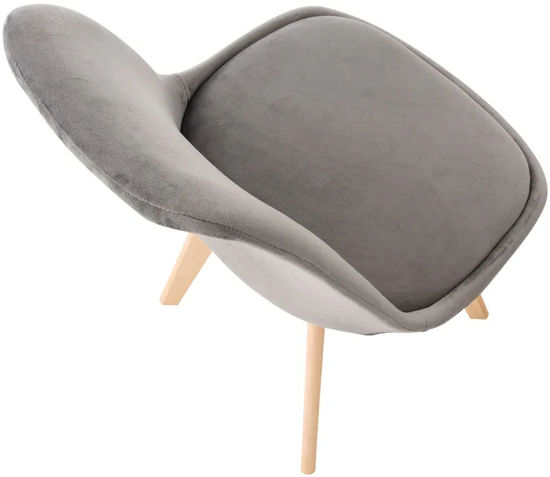 Chaise de salle à manger x1 design scandinave en velours gris et pieds en bois clair 10_0002283