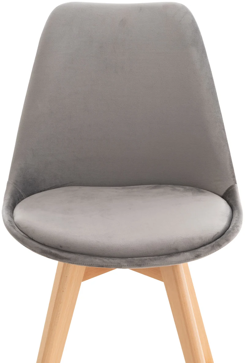 Chaise de salle à manger x1 design scandinave en velours gris et pieds en bois clair 10_0002283