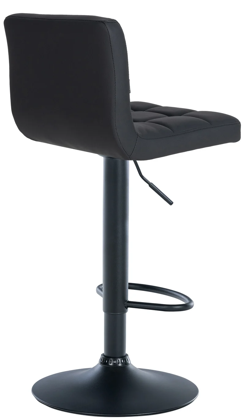 Tabouret de bar chaise haute de bar pied trompette métal noir siège synthétique noir TDB10613