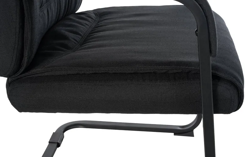 Chaise de visiteur XXL sans roulettes confortable et design en tissu noir BUR10699