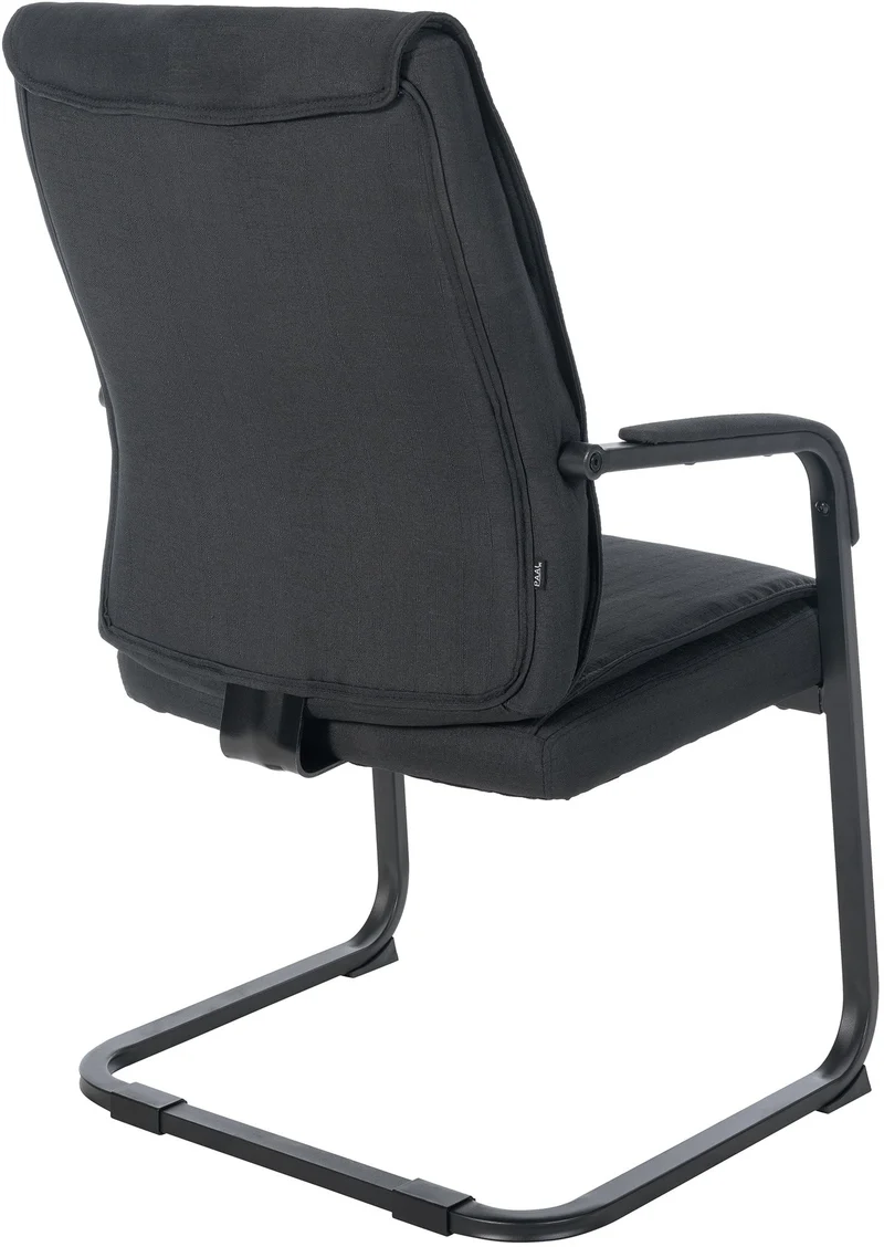 Chaise de visiteur XXL sans roulettes confortable et design en tissu noir BUR10699
