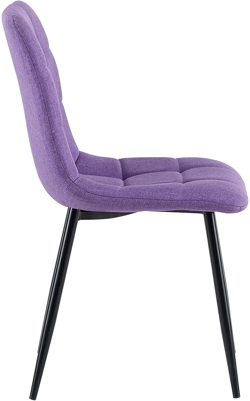 Lot de 4 chaises de salle à manger en tissu violet pieds métal noir design moderne et confortable CDS10414