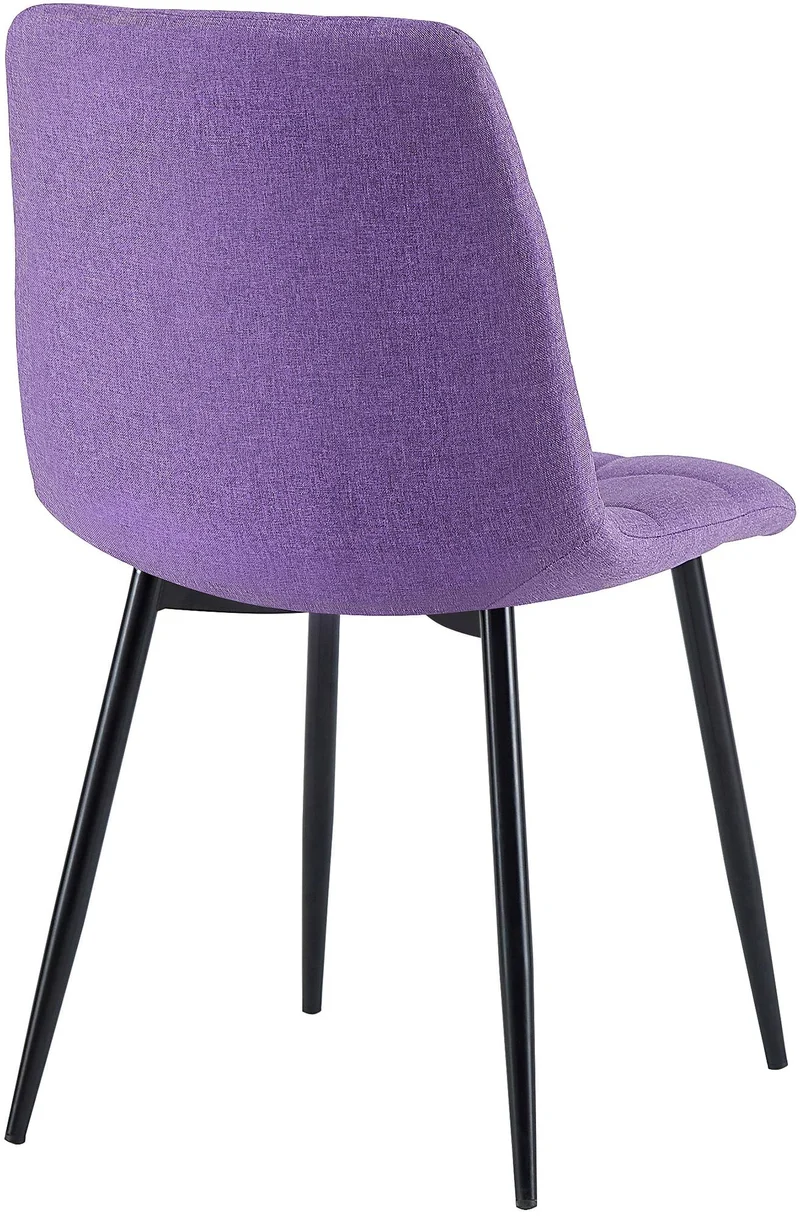 Lot de 4 chaises de salle à manger en tissu violet pieds métal noir design moderne et confortable CDS10414