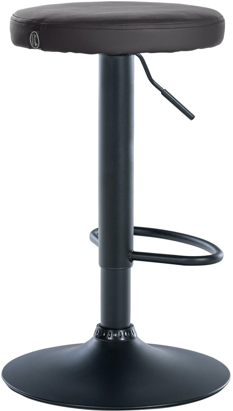 Lot de 2 tabourets de bar design simple avec assise en synthétique noir et cadre métal noir TDB10688