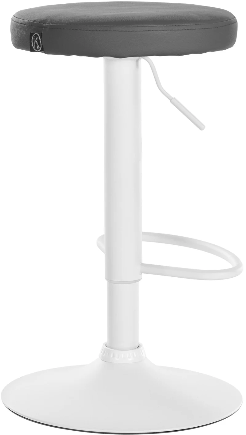 Lot de 2 tabourets de bar design simple avec assise en synthétique gris et cadre métal blanc TDB10680