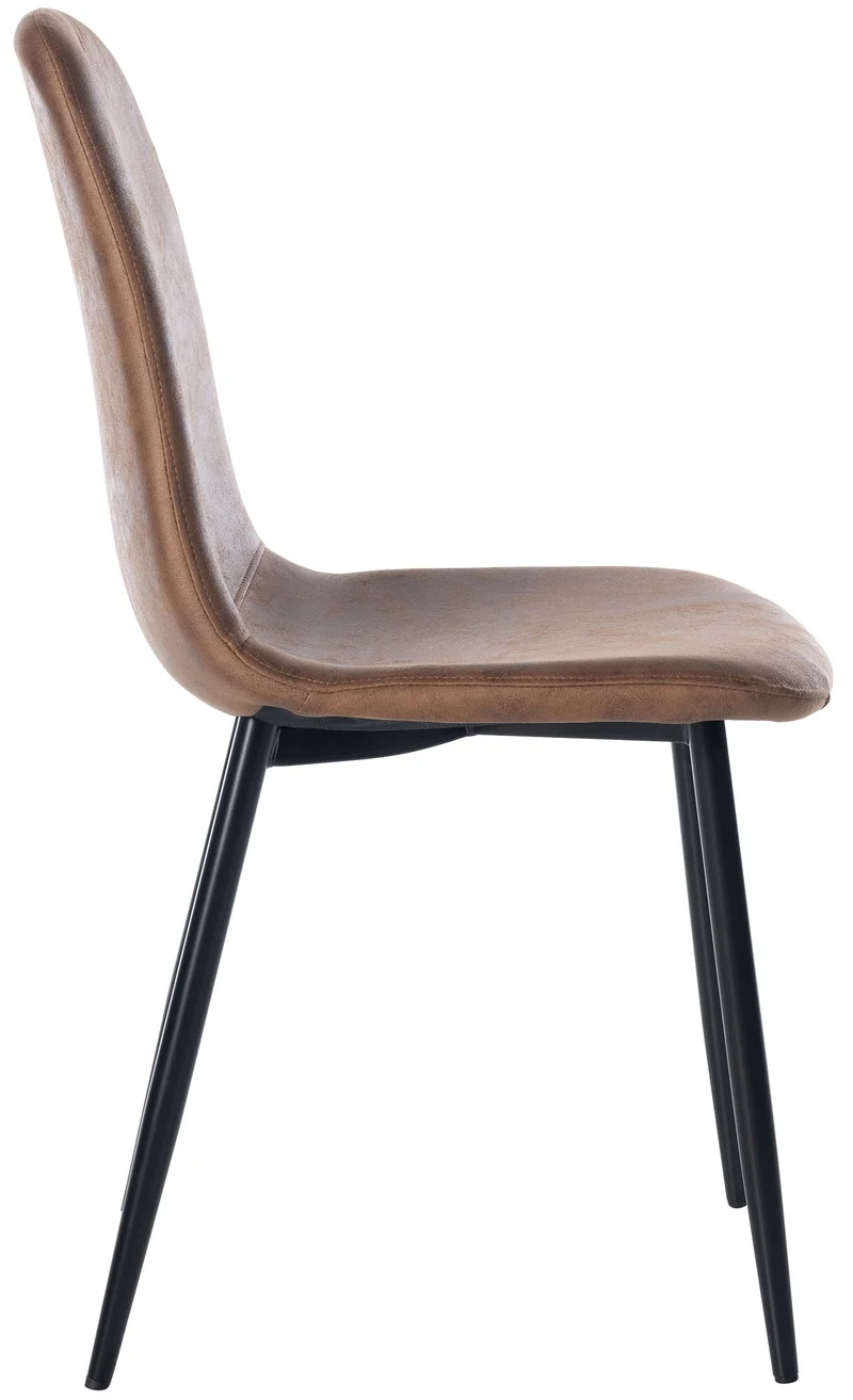 Lot de 4 chaises de salle à manger design moderne avec pieds en métal noir et assise en PVC marron 10_0001822