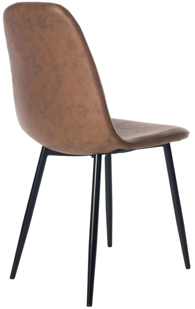 Lot de 4 chaises de salle à manger design moderne avec pieds en métal noir et assise en PVC marron 10_0001822