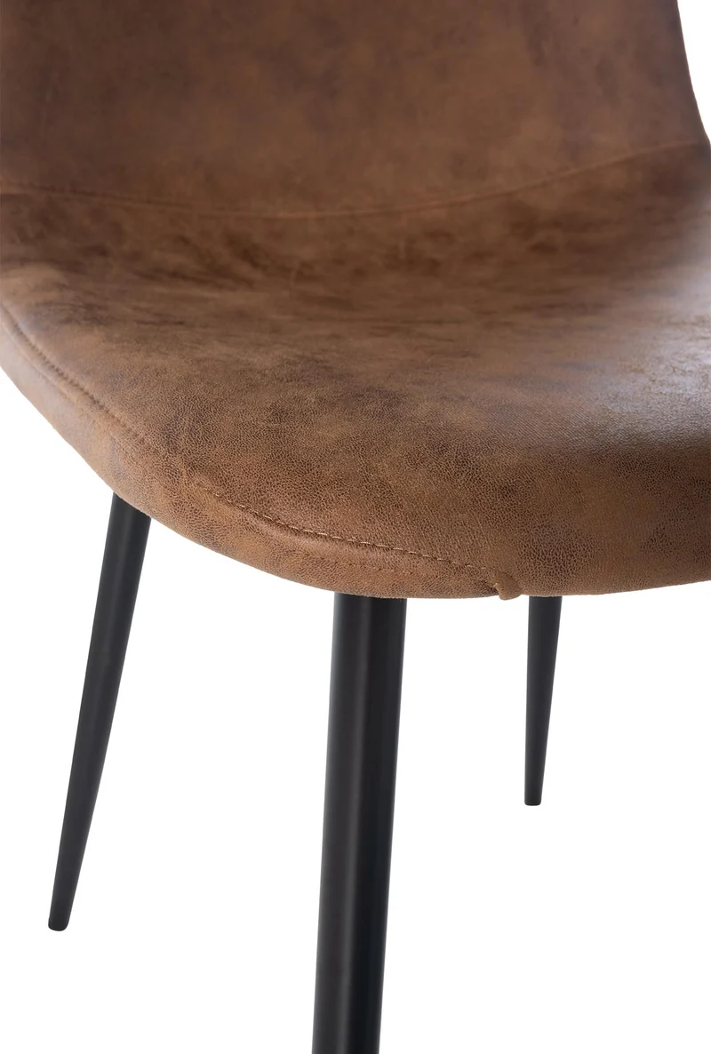 Lot de 4 chaises de salle à manger design moderne avec pieds en métal noir et assise en PVC marron 10_0001822