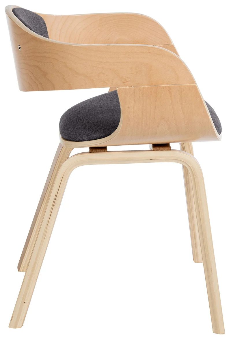 Lot de 2 chaises de salle à manger design scandinave en tissu gris clair et structure en bois clair 10_0001722