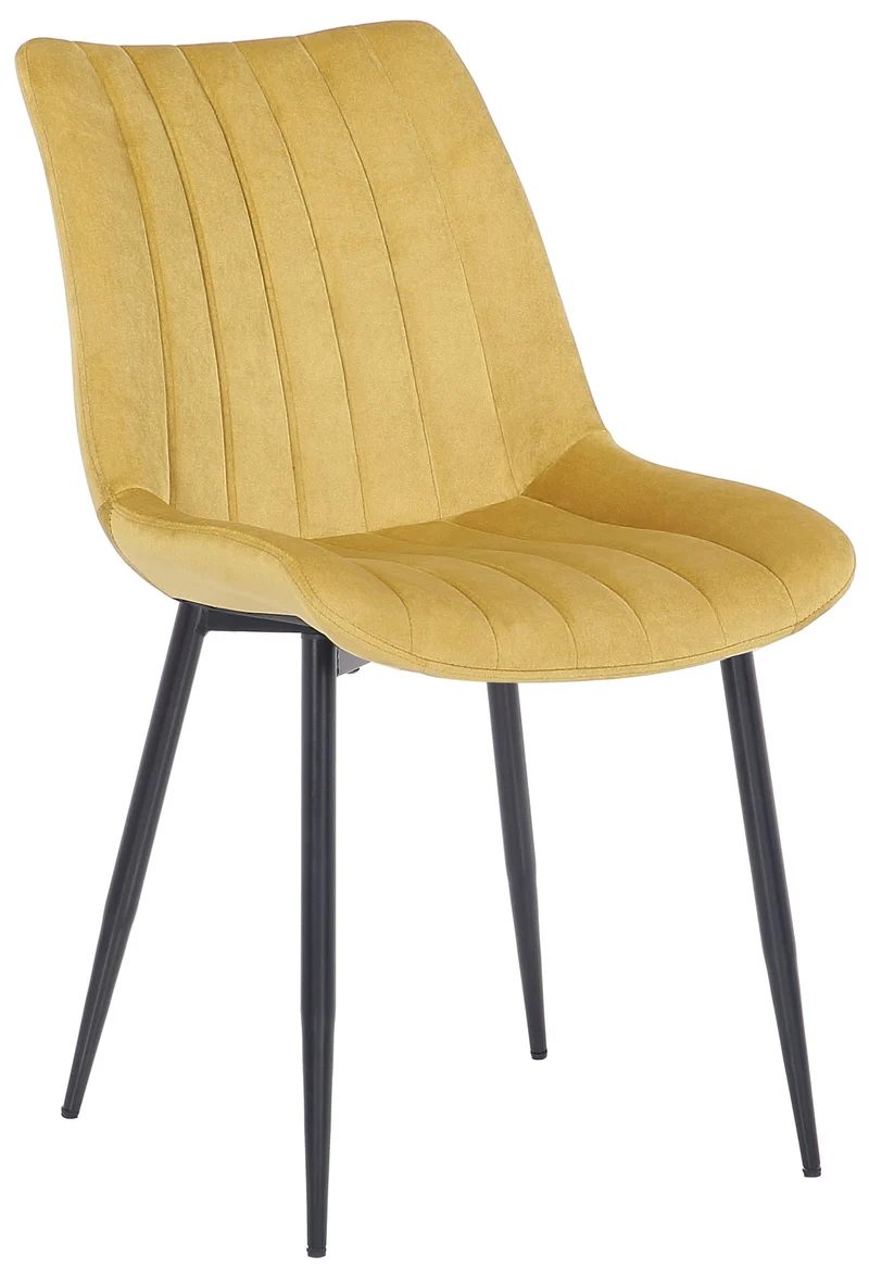 Lot de 2 chaises de salle à manger coutures décoratives verticales avec pieds en métal noir assise en velours jaune 10_0001749