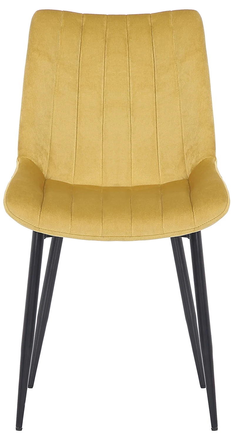 Lot de 2 chaises de salle à manger coutures décoratives verticales avec pieds en métal noir assise en velours jaune 10_0001749