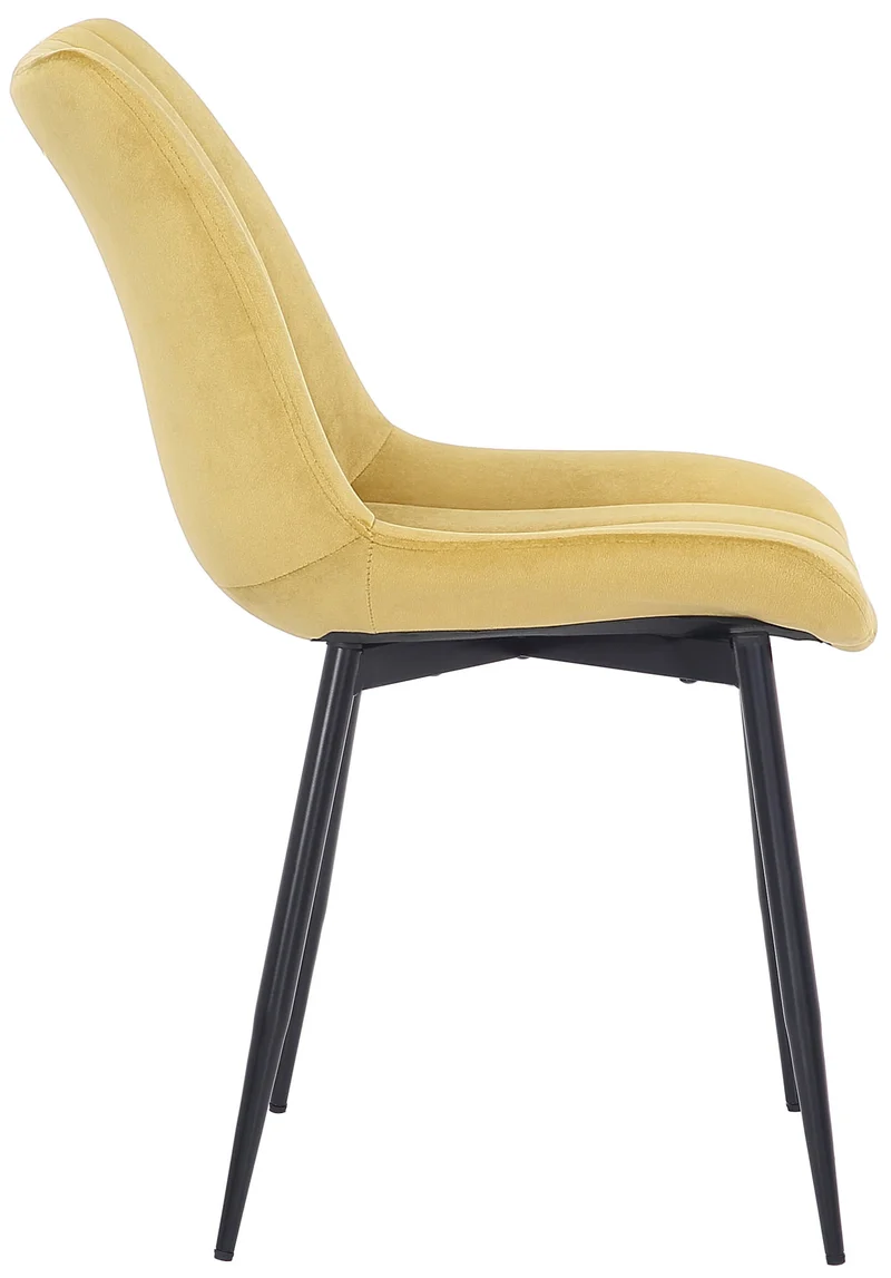 Lot de 2 chaises de salle à manger coutures décoratives verticales avec pieds en métal noir assise en velours jaune 10_0001749