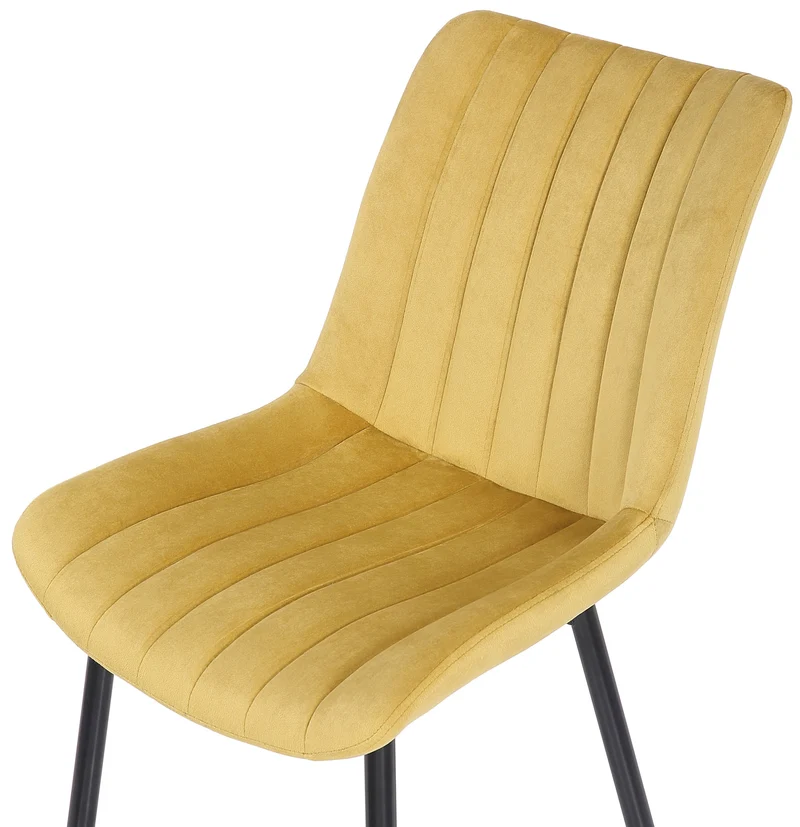 Lot de 2 chaises de salle à manger coutures décoratives verticales avec pieds en métal noir assise en velours jaune 10_0001749