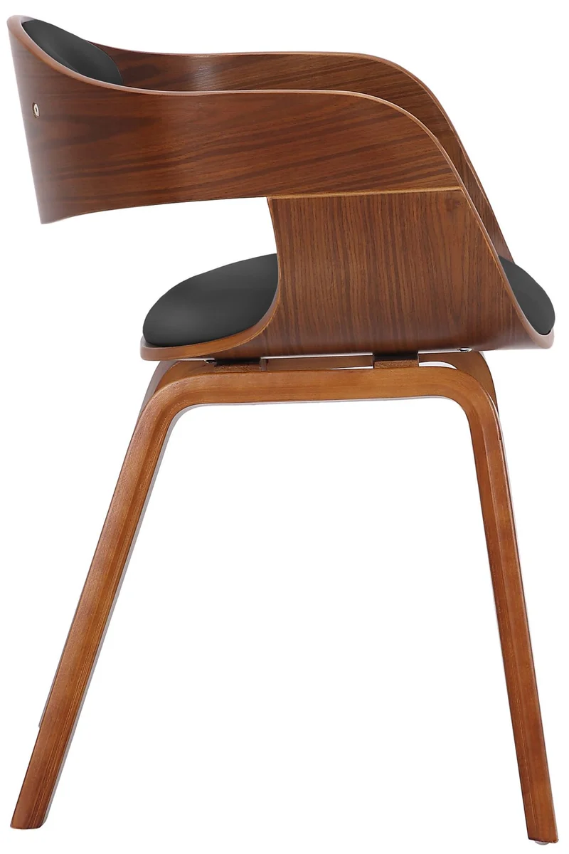Chaise de salle à manger design scandinave en PVC noir et structure en bois foncé 10_0001908