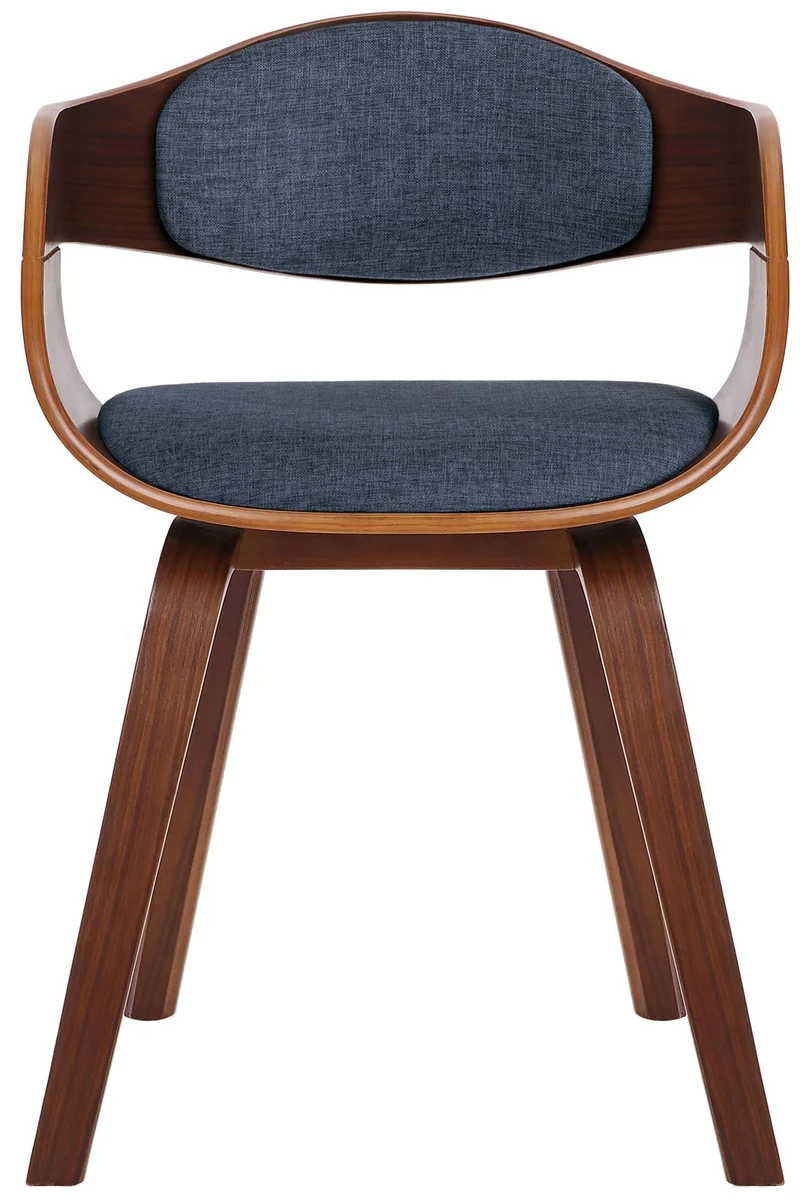 Lot de 2 chaises de salle à manger design scandinave en tissu bleu et structure en bois foncé 10_0001724