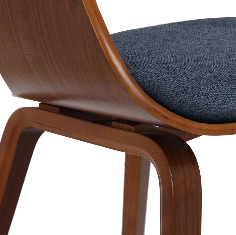 Lot de 2 chaises de salle à manger design scandinave en tissu bleu et structure en bois foncé 10_0001724
