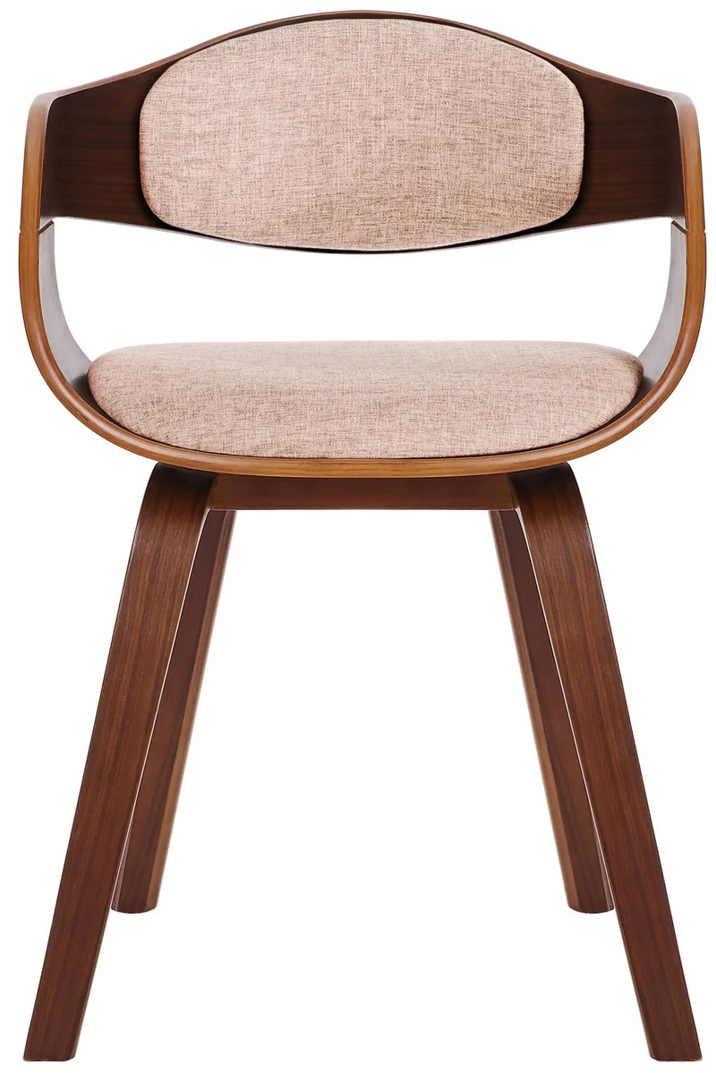 Lot de 2 chaises de salle à manger design scandinave en tissu crème et structure en bois foncé 10_0001726
