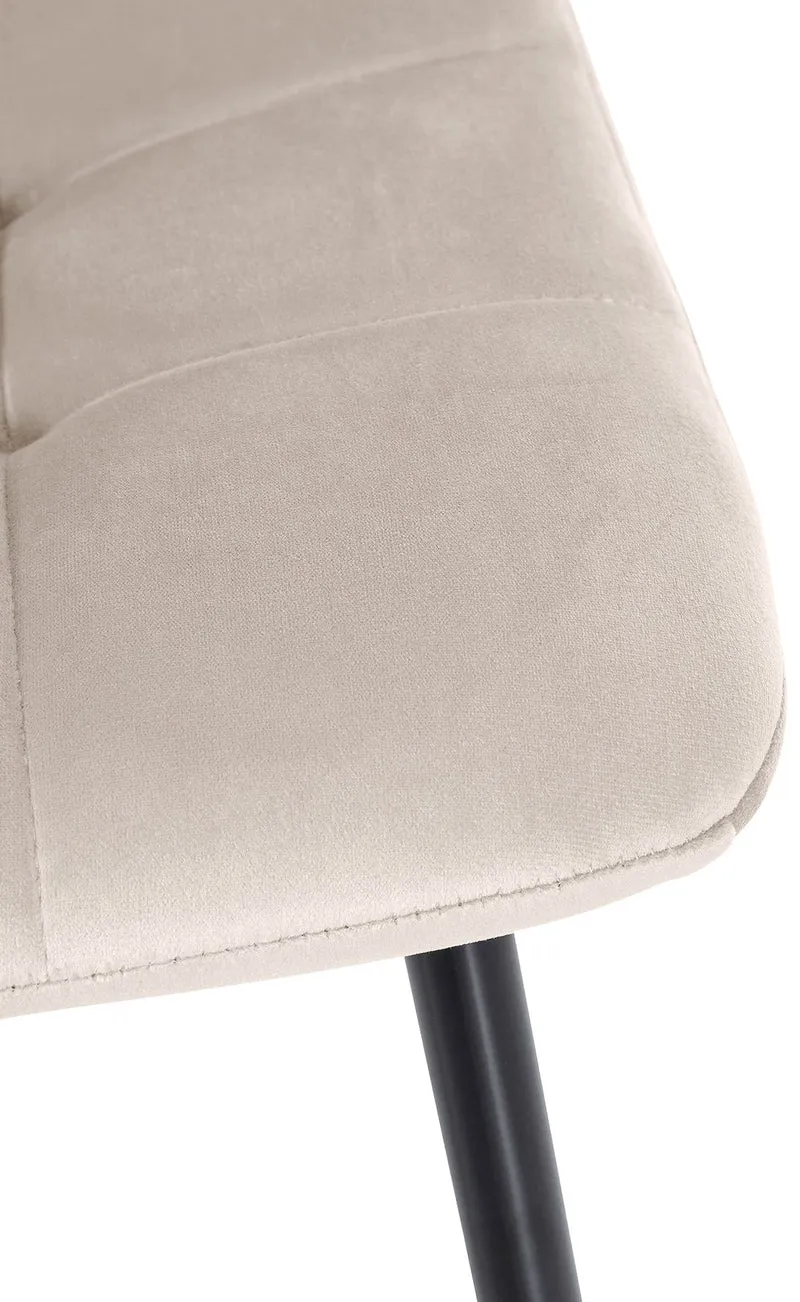 Lot de 4 chaises de salle à manger coutures forme carrées en tissu velours crème pieds en métal noir 10_0001781