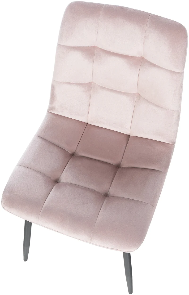 Lot de 4 chaises de salle à manger coutures décoratives carrées en tissu velours rose et métal noir 10_0001780
