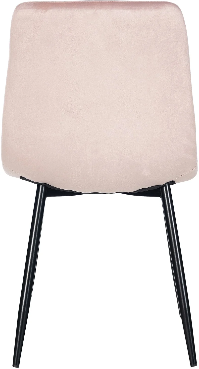 Lot de 4 chaises de salle à manger coutures décoratives carrées en tissu velours rose et métal noir 10_0001780