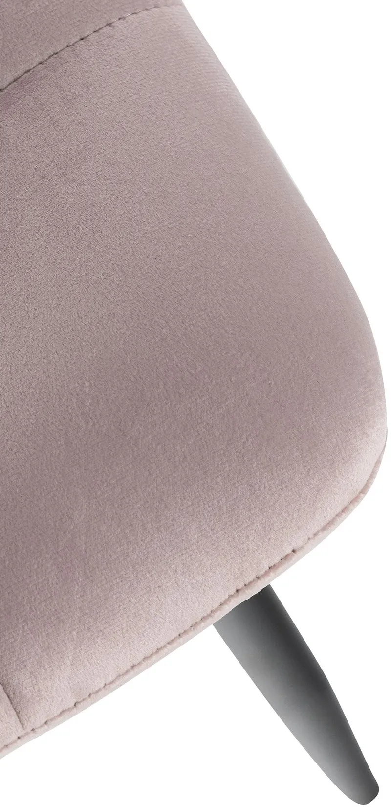 Lot de 4 chaises de salle à manger coutures décoratives carrées en tissu velours rose et métal noir 10_0001780