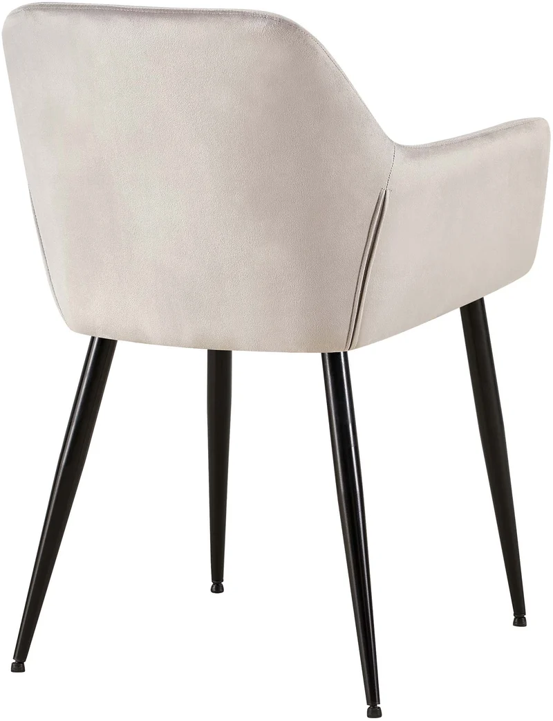 Chaise de salle à manger bureau coutures décoratives carrées en velours gris clair pieds en métal noir 10_0001904