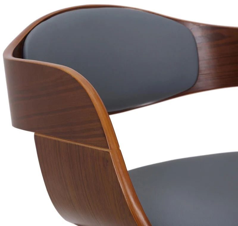 Chaise de salle à manger design scandinave en PVC gris et structure en bois foncé 10_0001913